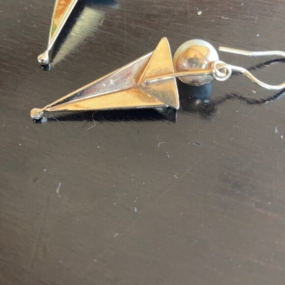 Vintage Gold Earrings Genuine 14K Gold Real Pearl Genuine Opal Artisan Earrings - Picture 5 of 16